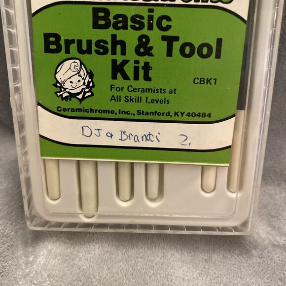 Ceramichrome Basic Brush & Tool Kit Vintage 6 Brushes 1 Cleanup Tool - Picture 5 of 11